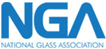 A blue and white logo for the national glass association.