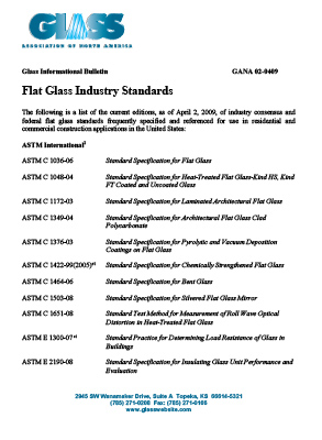 A page of the flat glass industry standards.