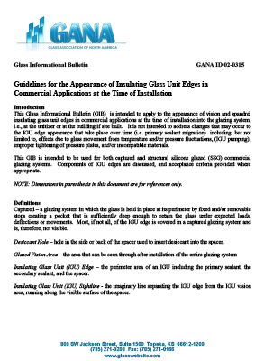 A paper with instructions for the application of installing glass unit edges in commercial applications.