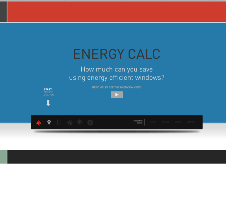 A computer screen with the words energy calc on it.